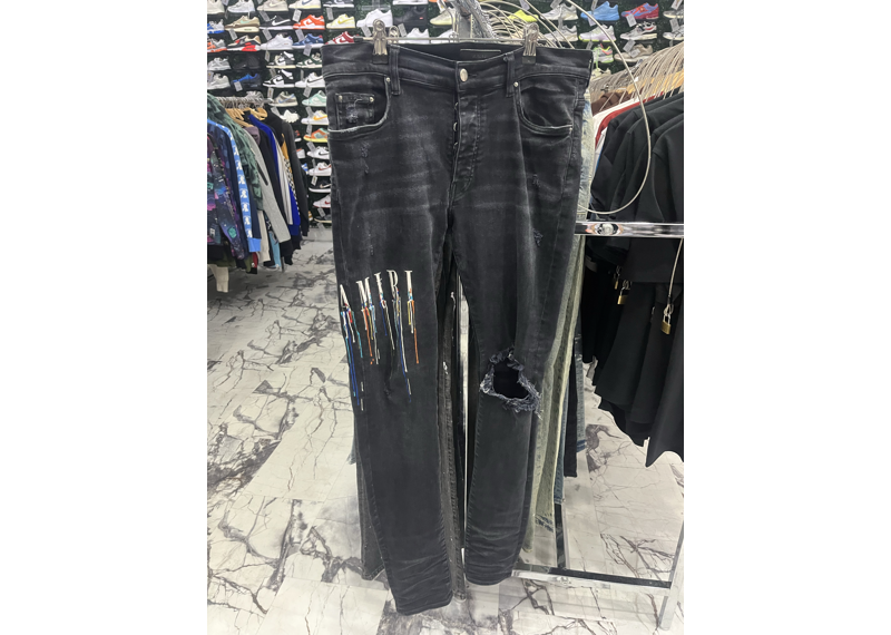 amiri jeans black paint drip