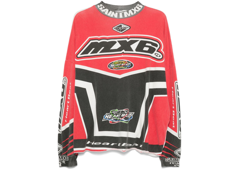 SAINT Mxxxxxx MX6 Motocross Race Logo-Print Cotton-Jersey T-Shirt