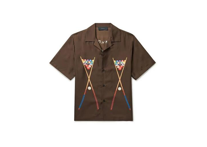Amiri Billards Camp-Collar Printed Silk Twill Shirt