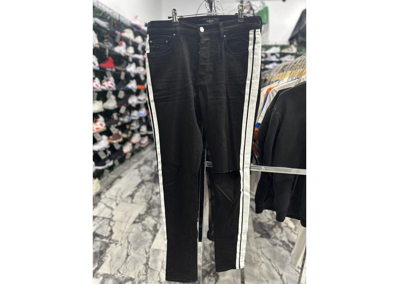 Amiri black white stripe jeans