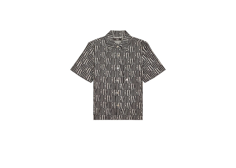 Amiri Jacquard Snap Up Short Sleeve Denim Shirt
