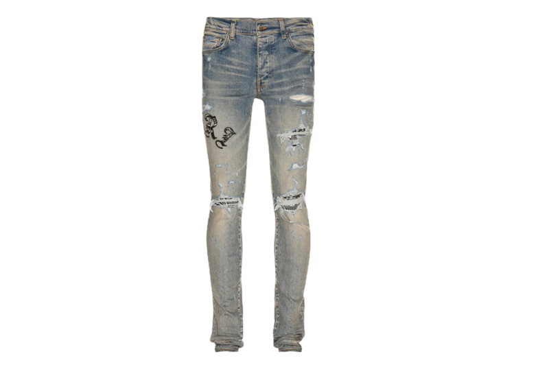 Amiri jeans old English bandana logo