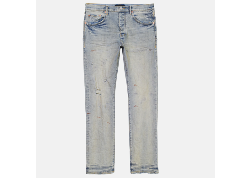 PURPLE BRAND SUPER LIGHT INDIGO OIL REPAIR SLIM STRAIGHT JEANS