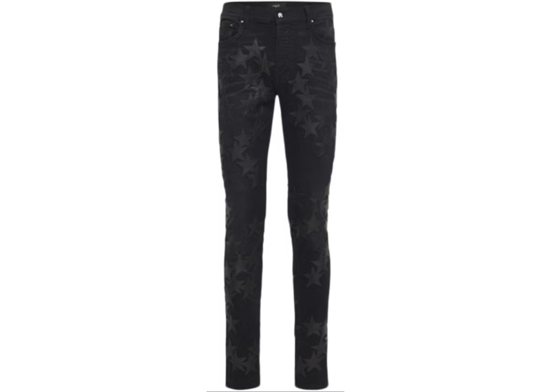 Amiri Chemist Black Leather Star Jeans