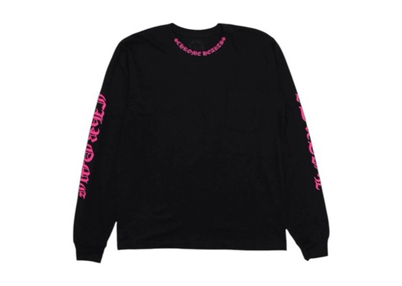 Chrome Hearts Pink Neck Logo Longsleeve Tee