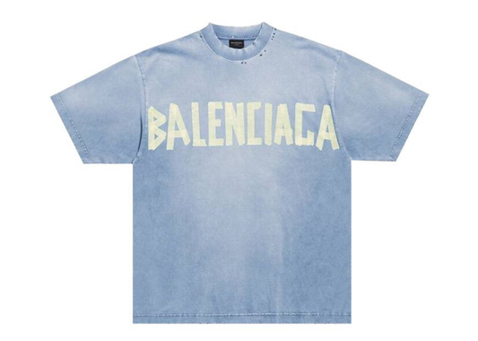 Balenciaga Tape Type Medium Fit T Shirt Faded Blue