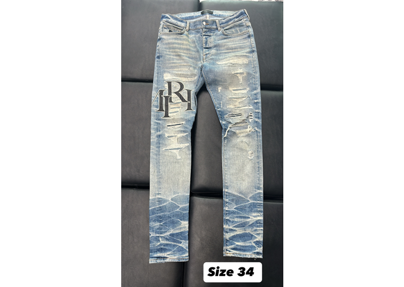 Amiri blue staggered logo