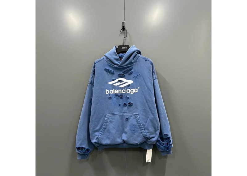 BALENCIAGA Logo Hoodie with destressed details