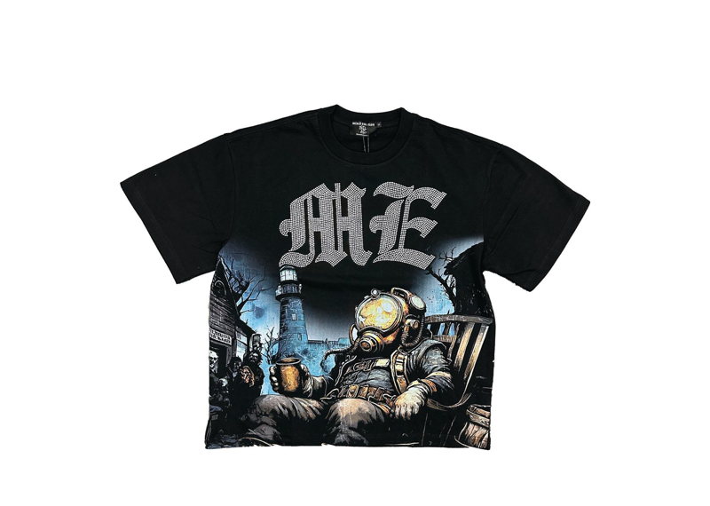 Mixed Emotions Astronaut Rhinestone Tee Black