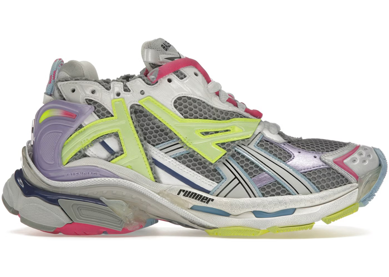 Balenciaga Runner Sneaker Grey Light Purple Neon Yellow