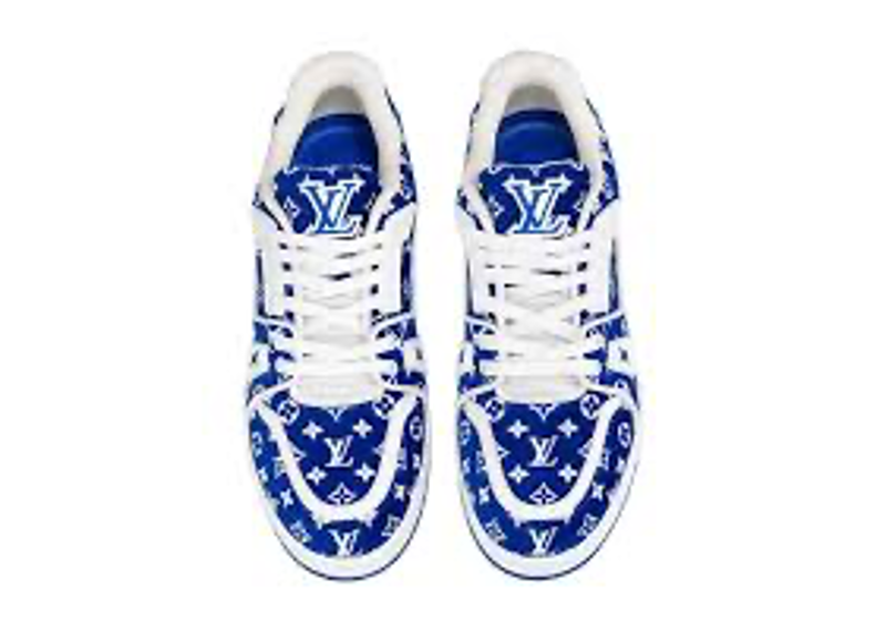 Louis Vuitton LV Trainer sneakers in blue monogram textile