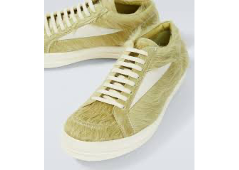 Rick Owens Vintage Low sneakers featuring green pony hair