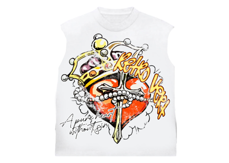 RetroVert Heart Cut-off Tee - White