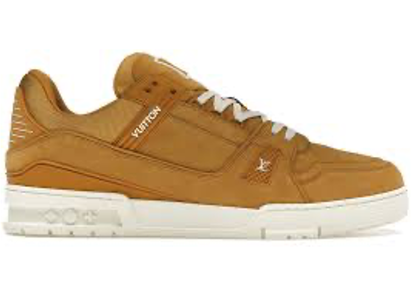 beige Louis Vuitton LV Trainer sneakers.