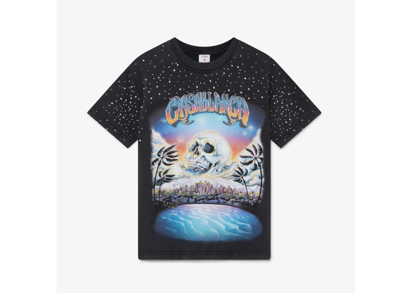 Casablanca Skull Printed Rhinestone Tee