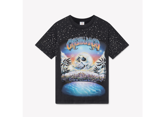 Casablanca Skull Printed Rhinestone Tee