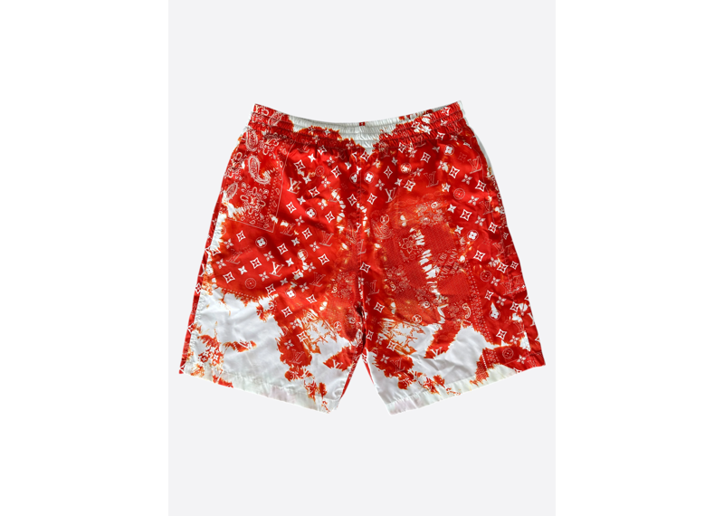 Louis Vuitton Bleached Bandanna Shorts Red