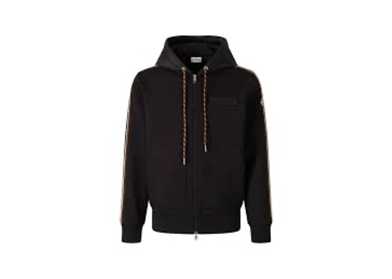 Moncler logo stripe black zip-up hood
