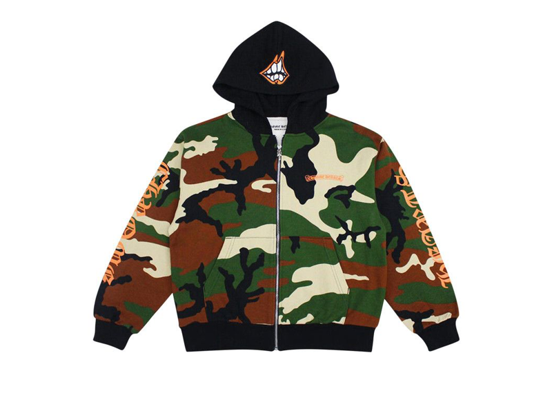 Chrome Hearts Matty Boy Caution Zip Up Hoodie Camo