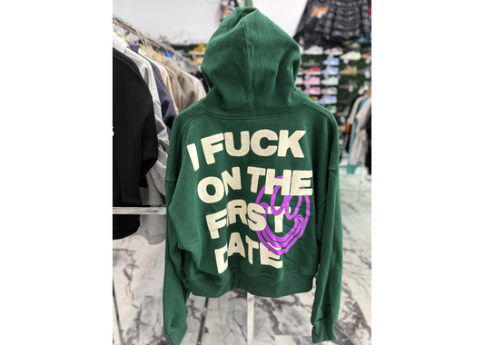 FIRST DATE GREEN PULLOVER HOODIE