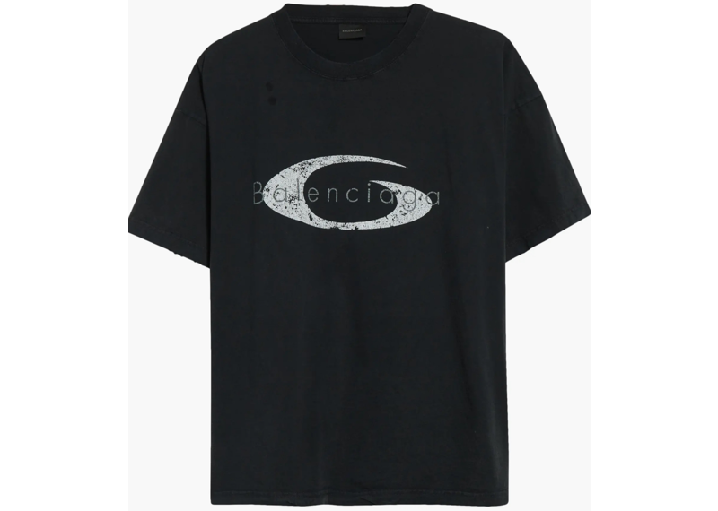 Balenciaga Sports Icon Distressed Boxy Logo Graphic T-Shirt