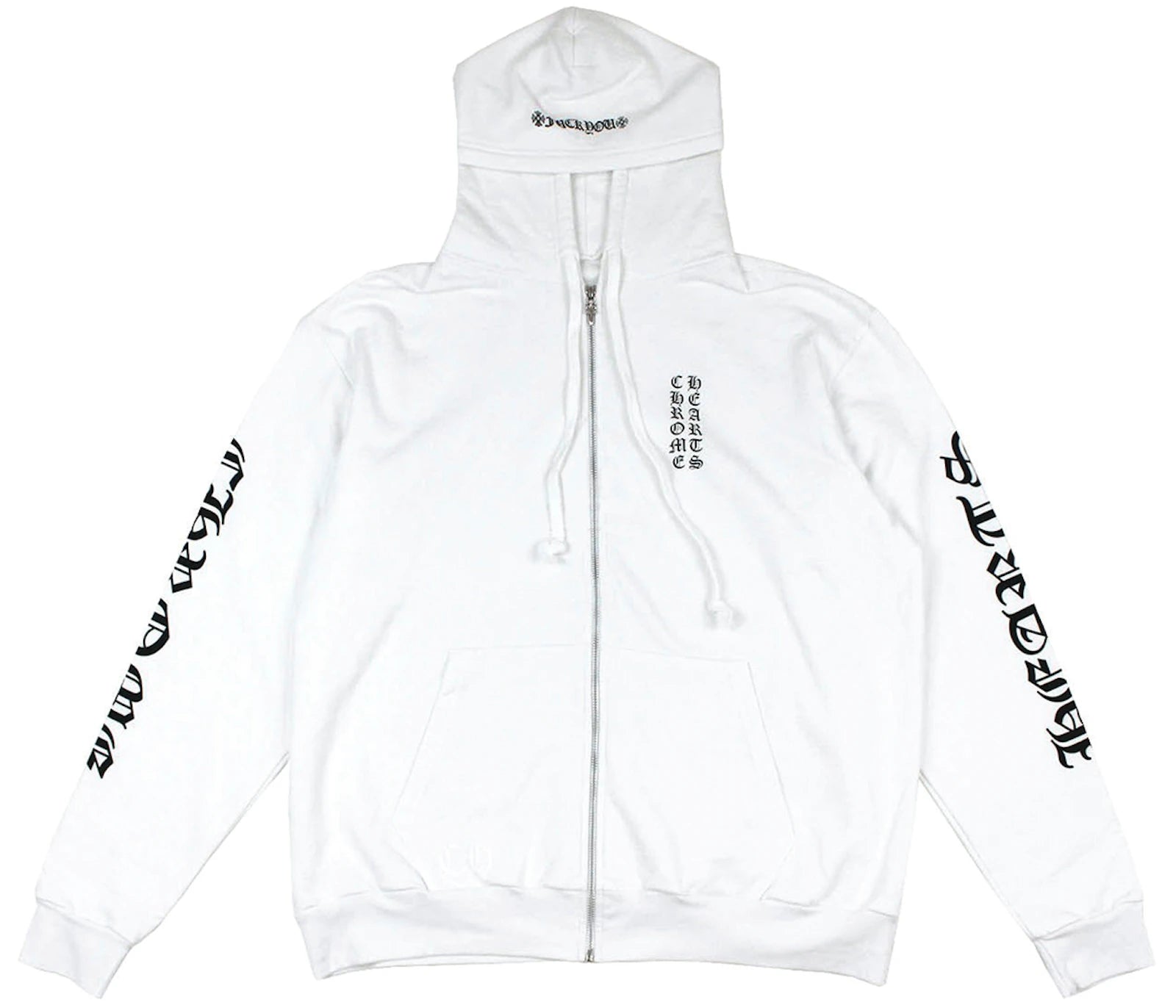 Chrome Hearts Vertical Logo FU Hood Zip Up Hoodie White