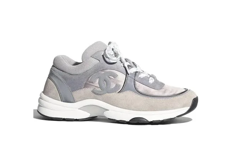 Chanel 20S Mens Low Top Trainer Sneakers in Grey Blue