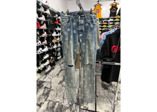 Amiri Paisley Jeans Blue