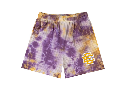 PURPLE YELLOW TIE DIE ERIC EMANUEL SHORTS