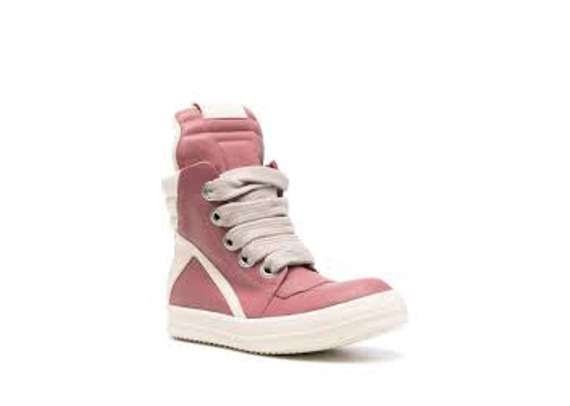 Rick Owens Jumbo Geobasket Sneakers in pink leather