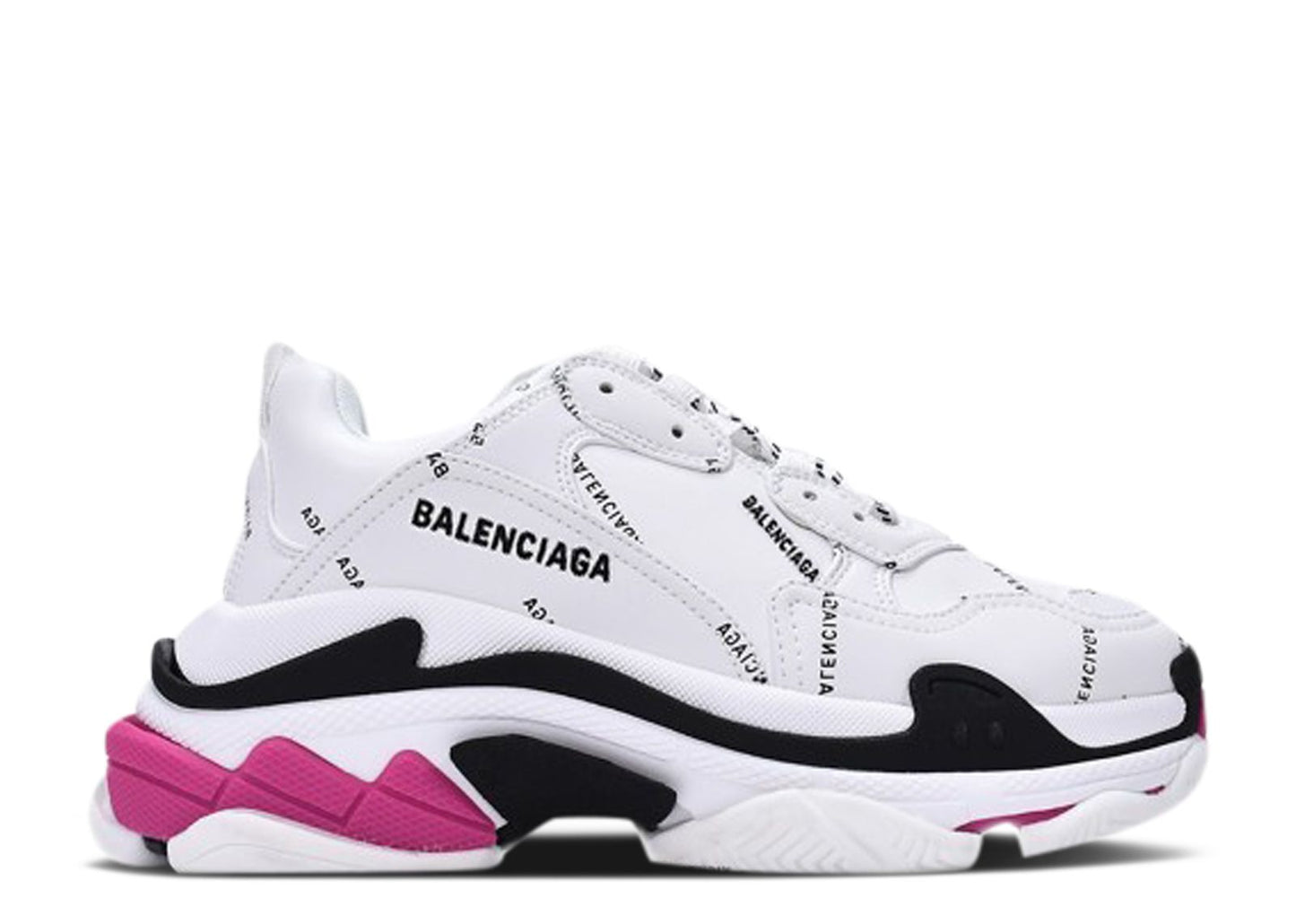 Balenciaga Triple S Sneaker Allover Logo - White Pink