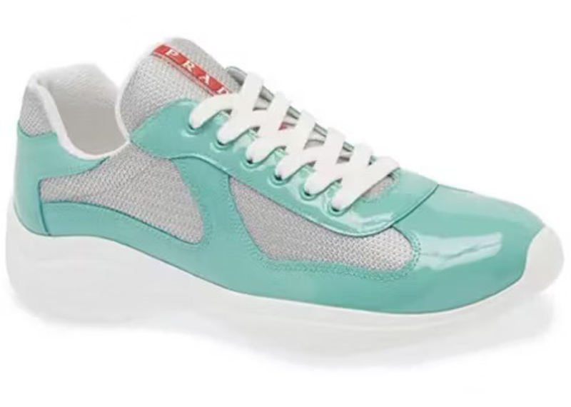 Prada Americas Cup sneakers in jade green patent leather