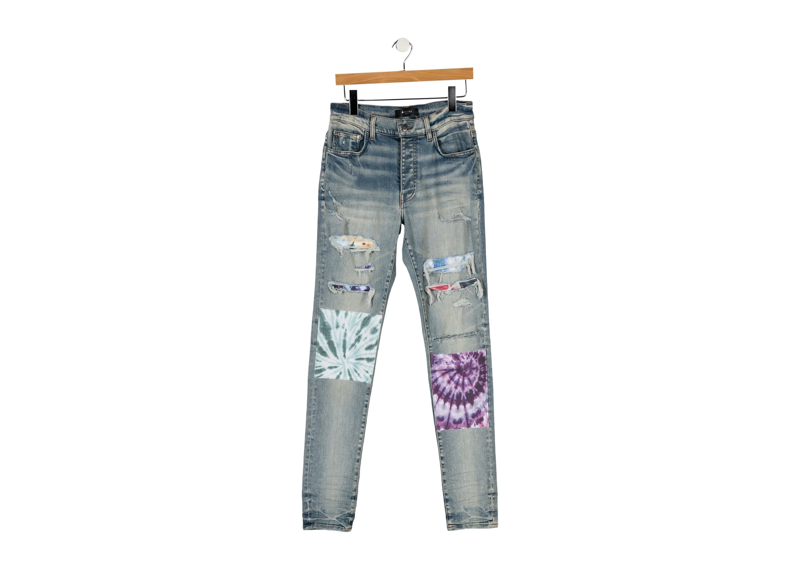 Amiri Tie Dye Art Patch Skinny Stretch Denim