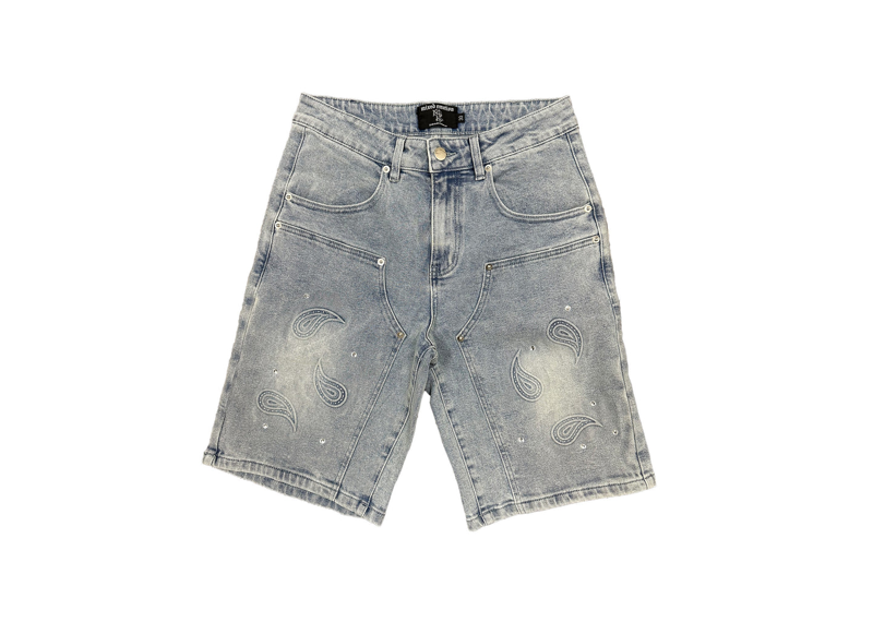 Mixed Emotions Paisley Denim Blue Shorts