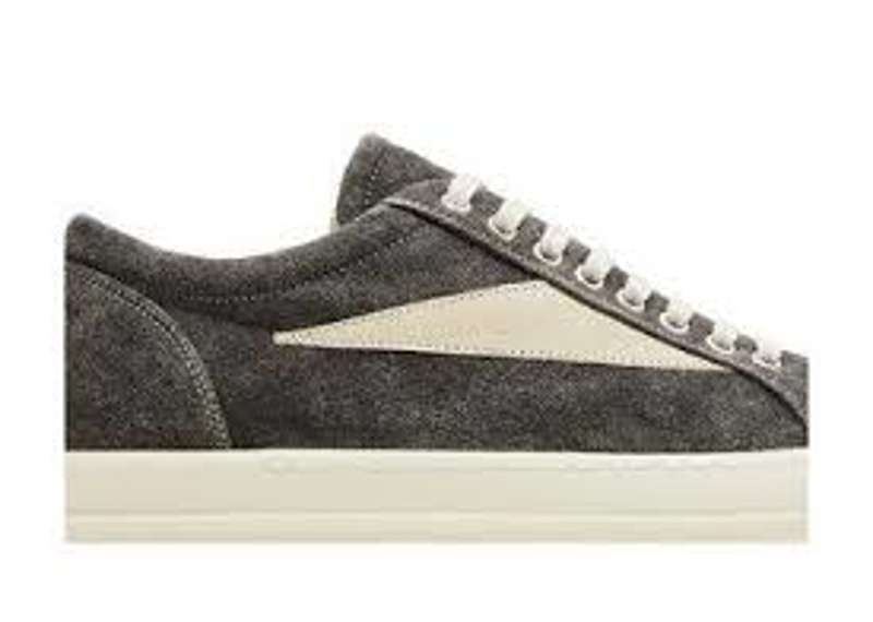 Rick Owens DRKSHDW Vintage Low sneakers in a grey suede and milk colorway