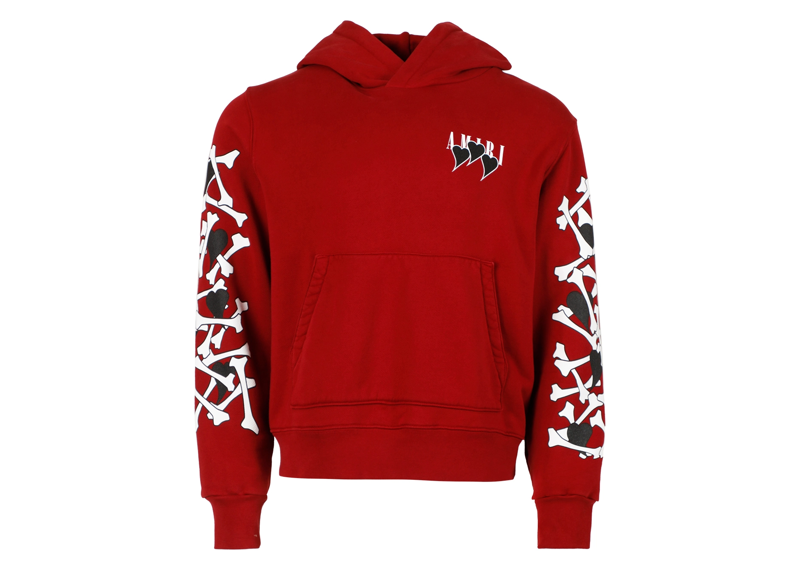 Amiri three heart bones hoodie red