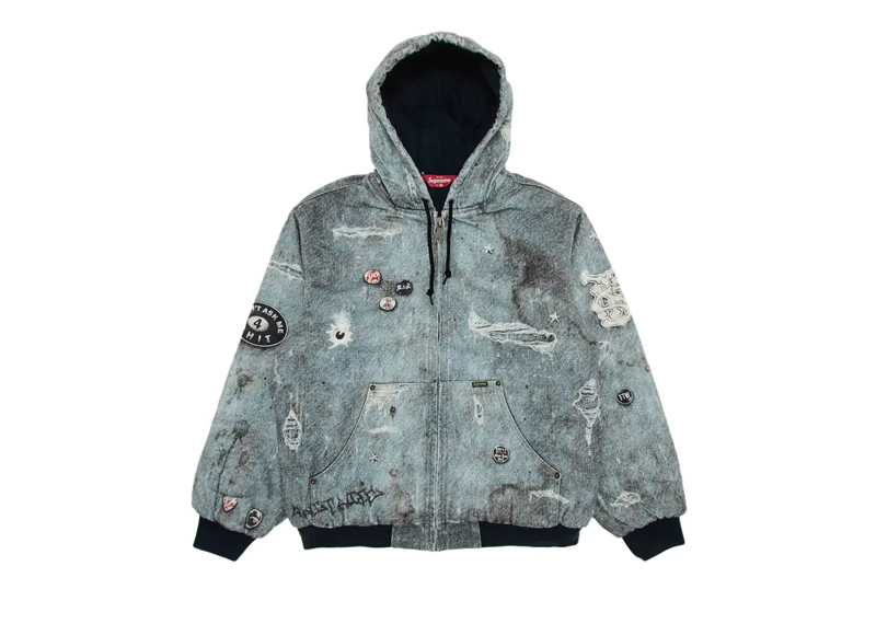 Supreme HJR Trompe Loeil Hooded Work Jacket Blue