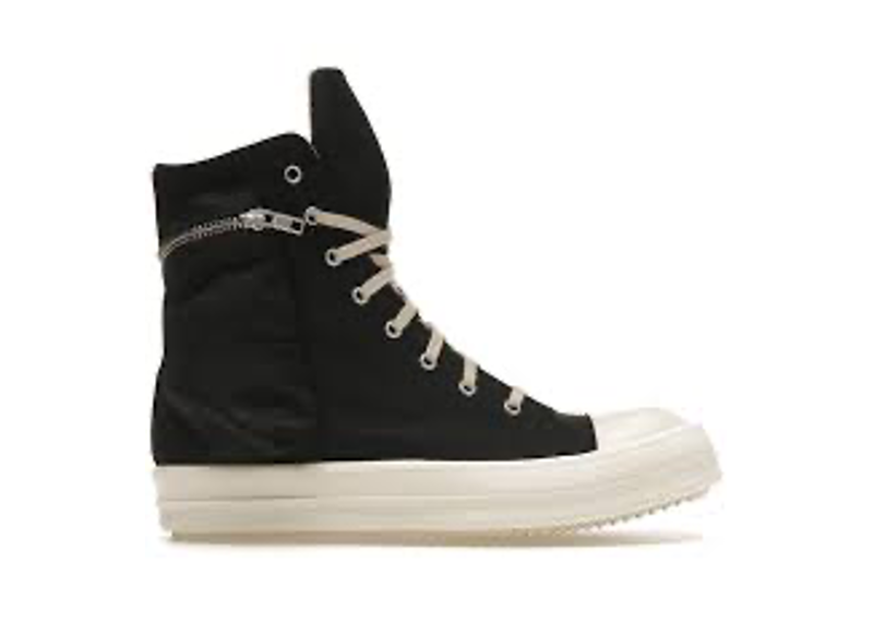 Rick Owens DRKSHDW Cargo High-Top Sneakers in black and milk white