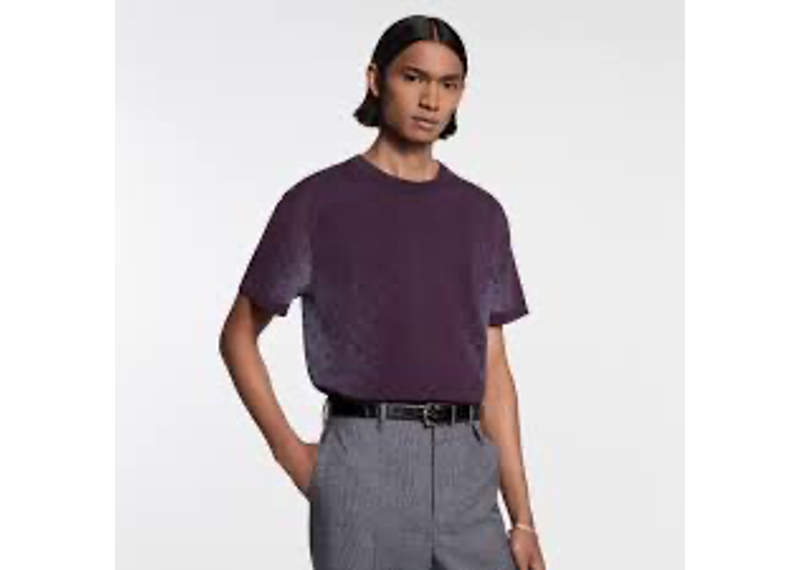 purple Louis Vuitton sweater features a subtle monogram jacquard pattern