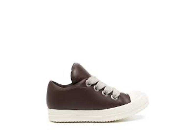 Rick Owens Padded Jumbo Lace Low Top sneakers in brown.