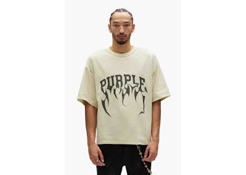 Purple Brand Tee Lime Green