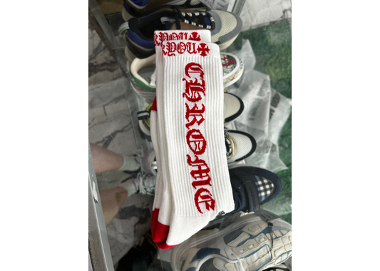 Red chrome heart socks