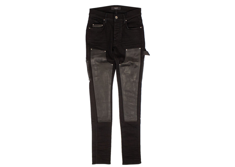 Amiri Black Denim Leather Workman Jeans
