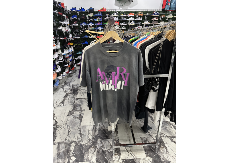 Amiri Purple Staggered Logo Ma Logo Miami Tee