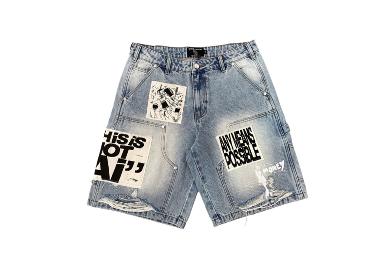 Mixed Emotion Jorts Blue