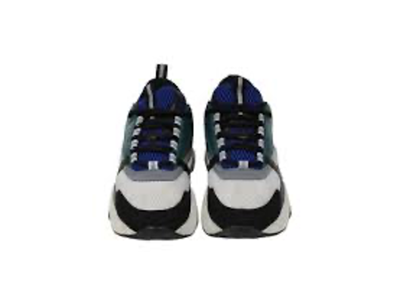 Dior B22 sneakers in a white, deep green, and blue colorway