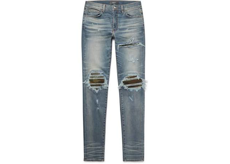 Amiri Camo Patch MX1 Light Wash Blue Jeans