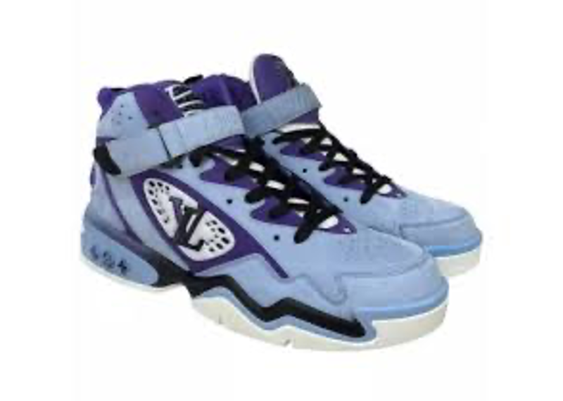 Louis Vuitton Trainer 2 sneakers feature blue suede and a signature rubber outsole.