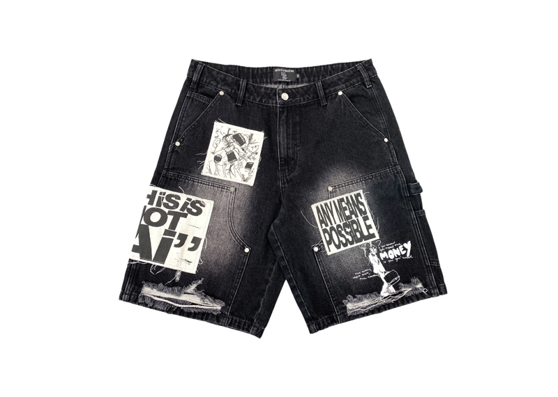 Mixed Emotion Black Jorts