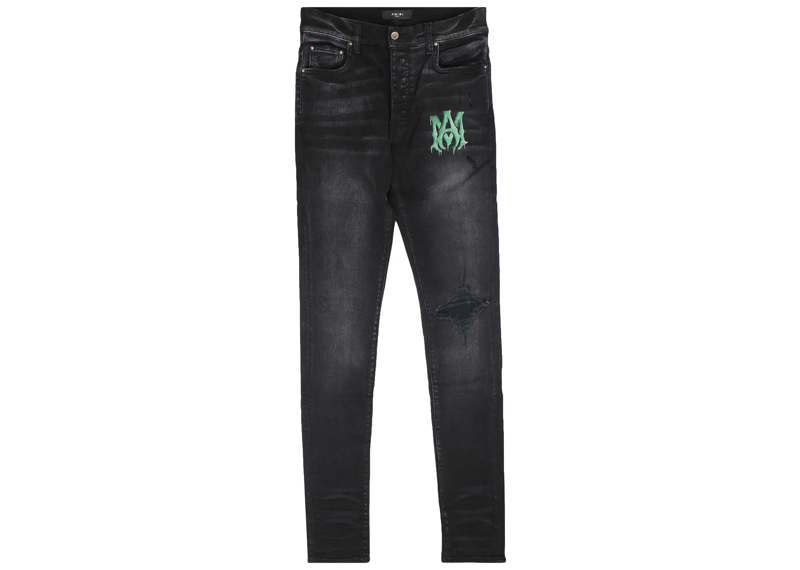 Amiri Black Skinny Jeans MA Watercolor Logo